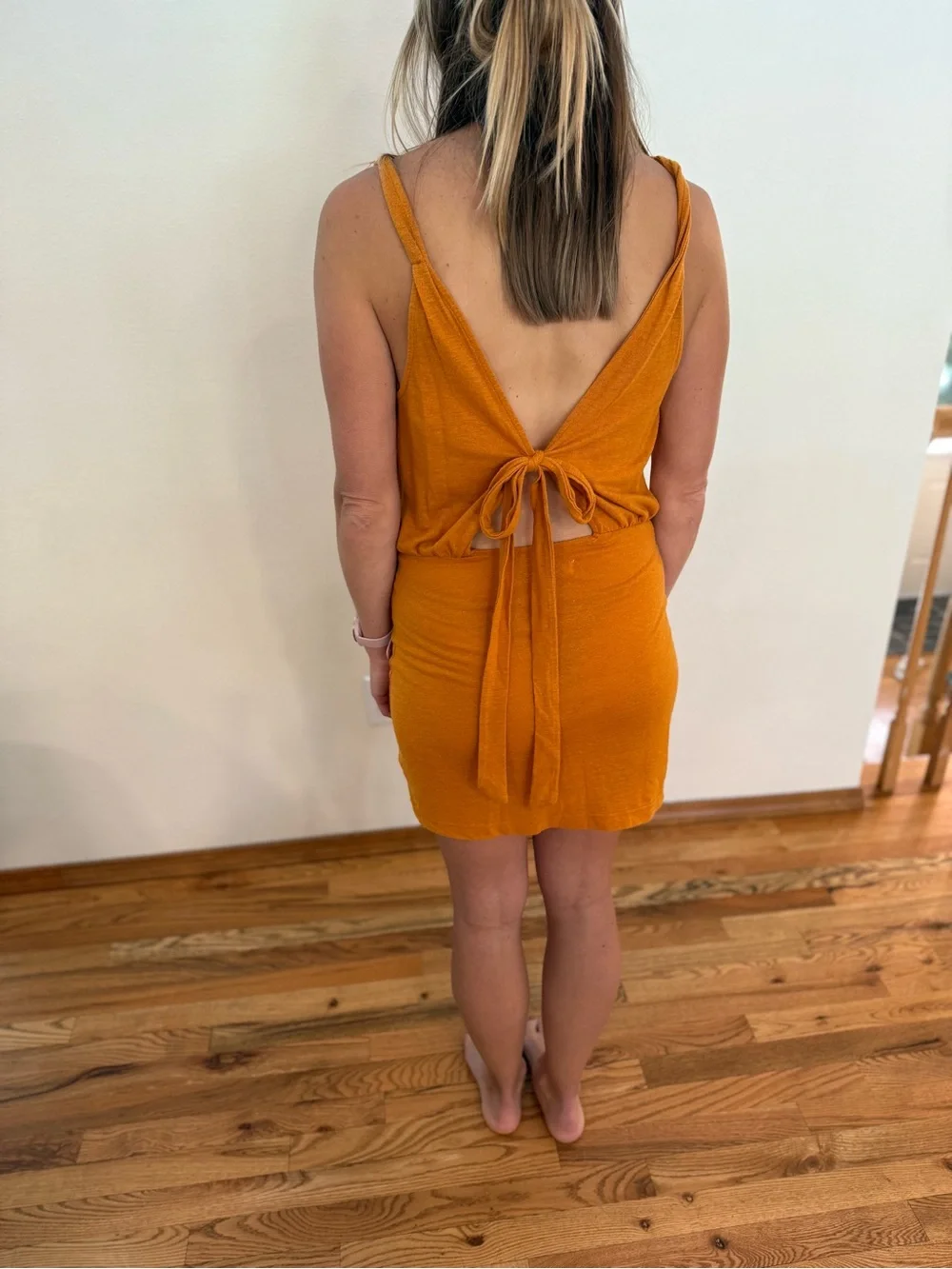 Free People Backless Sleeveless Orange Mini Dress - Picture 2 of 5